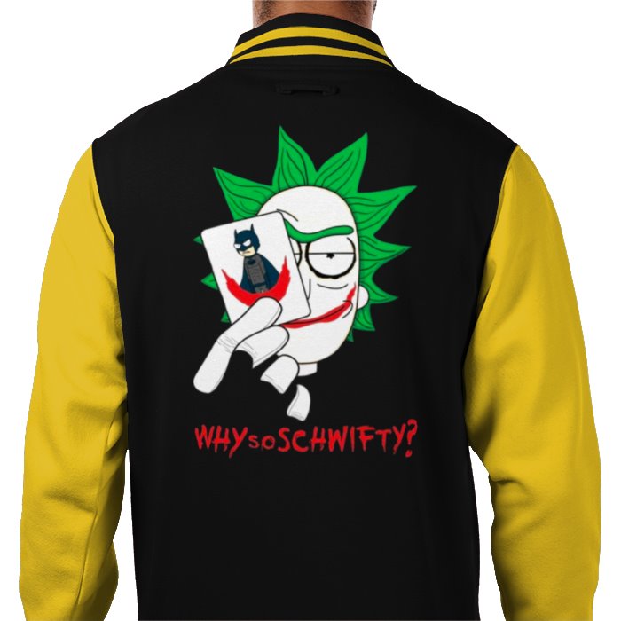 Rick & Morty x Batman - Why So Schwifty Varsity Jacket