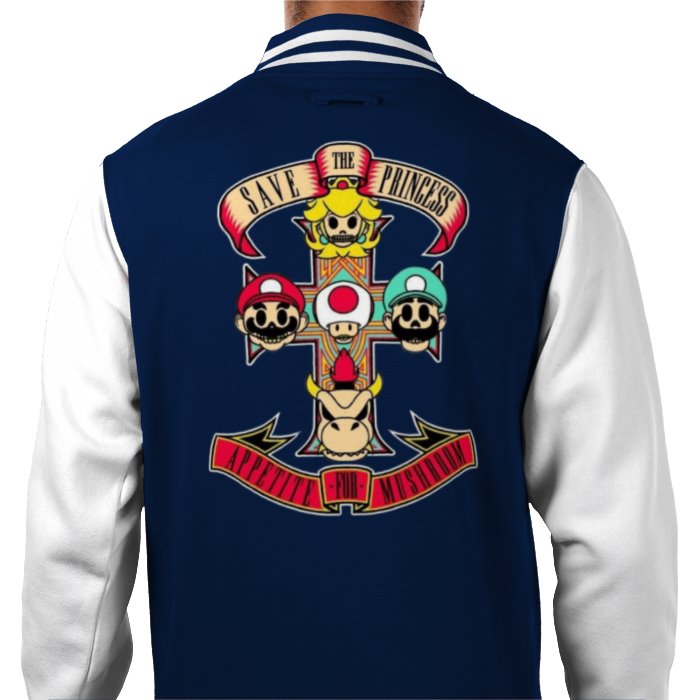 Super Mario Bro's & Guns And Roses - Appetite For Mushrooms Varsity Jacket