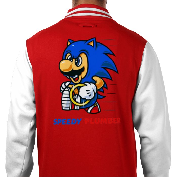 Super Mario x Sonic The Hedgehog - Speedy Plumber Varsity Jacket