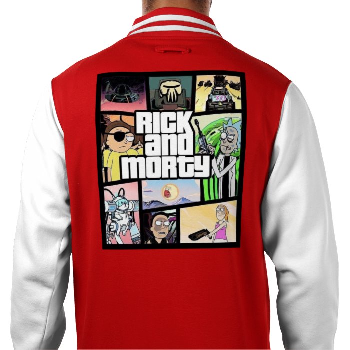 Rick & Morty & Grand Theft Auto - Grand Theft Auto Style Varsity Jacket