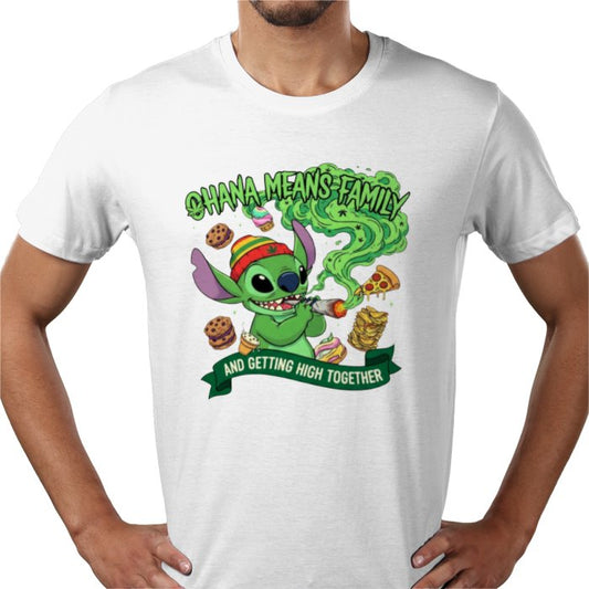 Stitch Ohana Cannabis Theme T-shirt