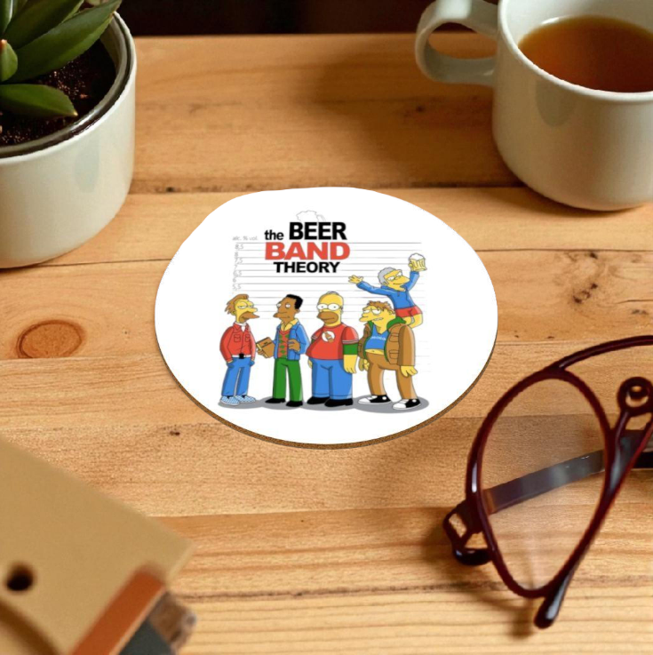 The Simpsons x The Big Bang Theory - Beer Band Theory Round Coasters