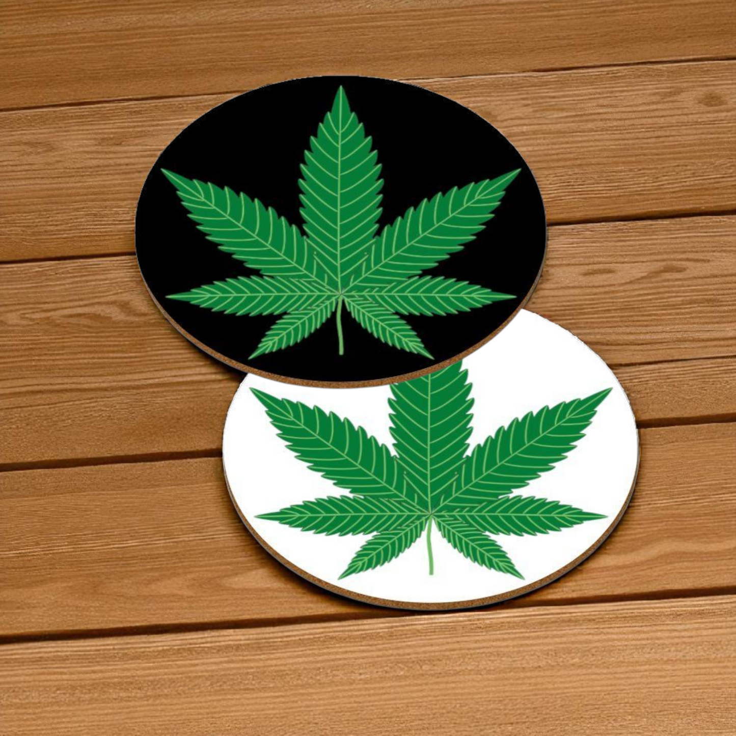 Cannabis Weed Leaf Round Coasters