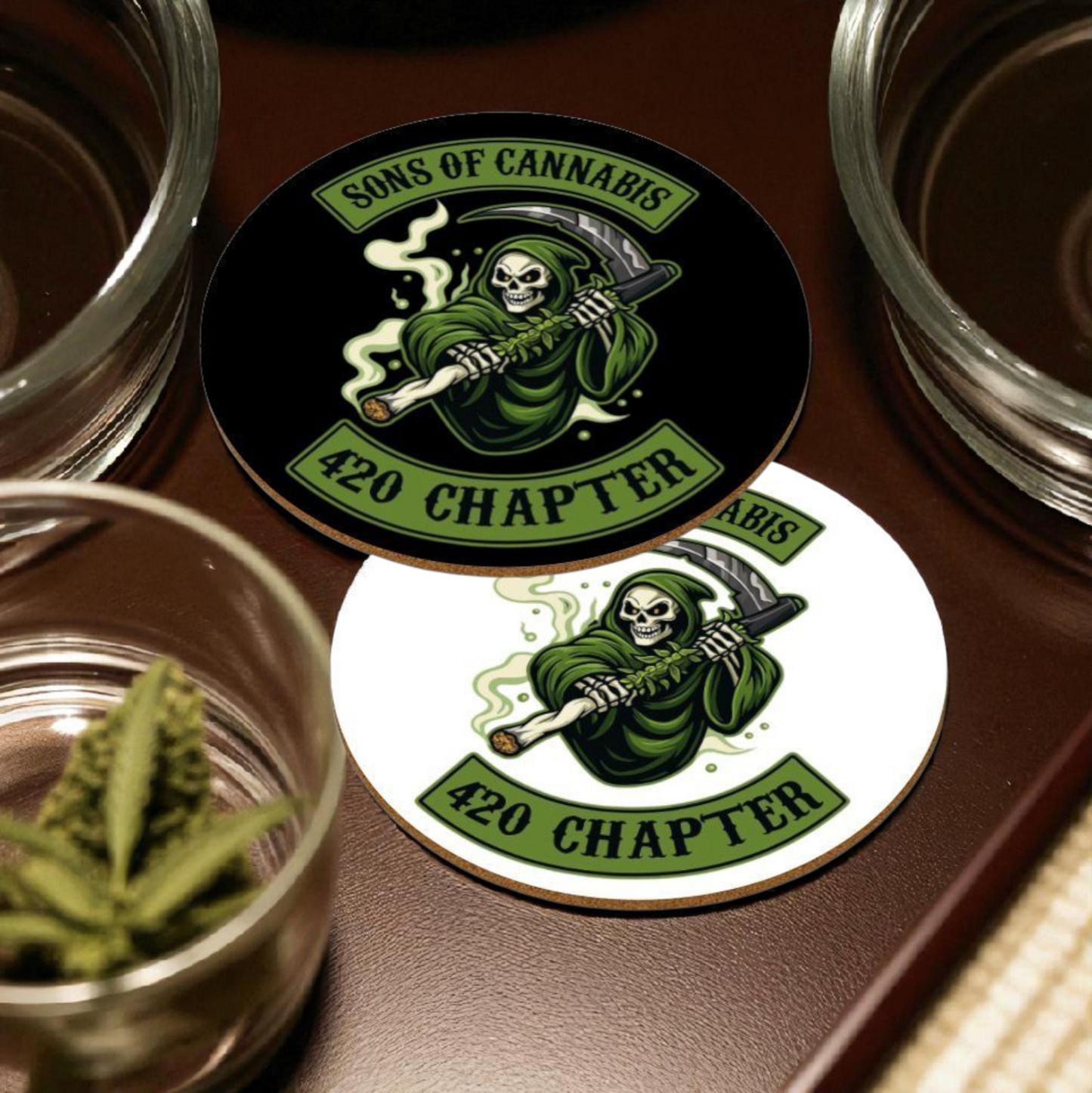 Sons Of Anarchy x Cannabis - Sons Of Cannabis Round Coasters