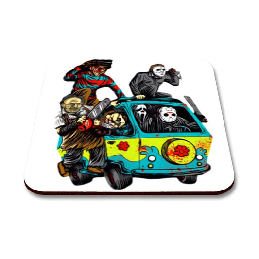 Horror Gang Bus Square Coaster