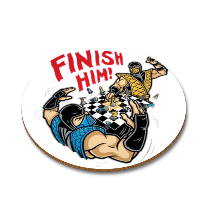 Mortal Kombat - Finish Him Chess Round Coasters