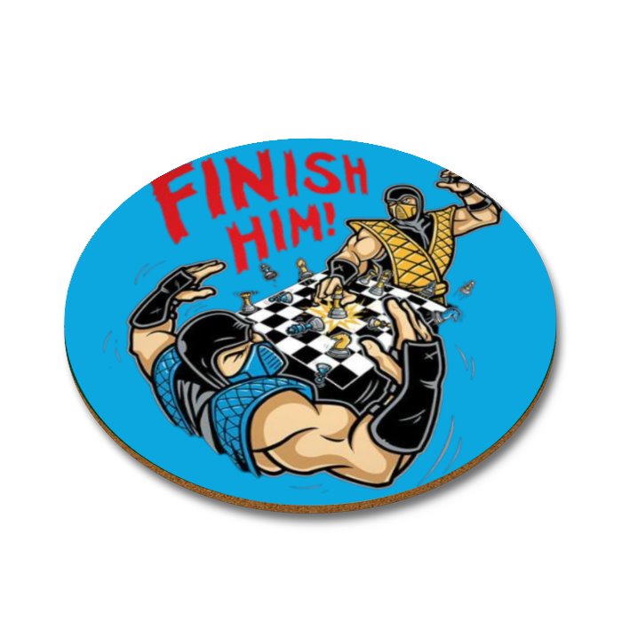 Mortal Kombat - Finish Him Chess Round Coasters