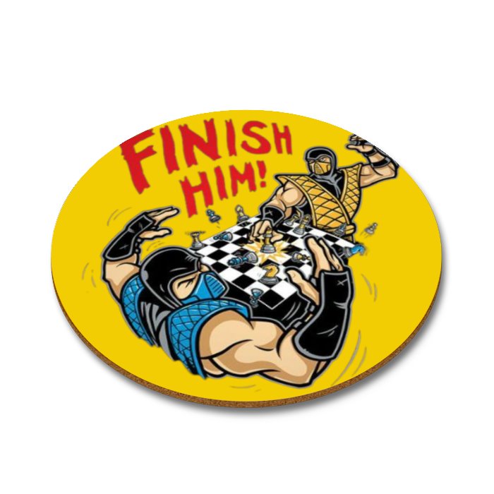 Mortal Kombat - Finish Him Chess Round Coasters