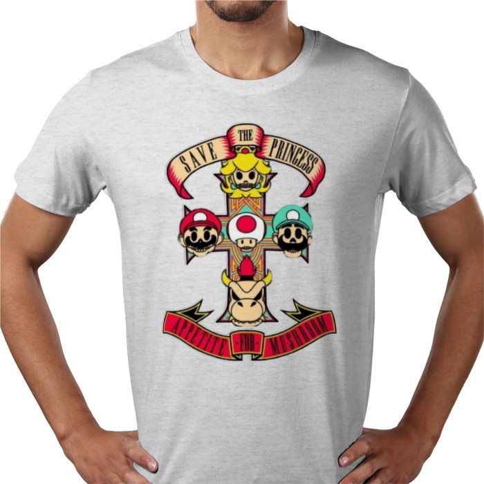 Super Mario Bro's & Guns And Roses - Appetite For Mushrooms T-shirt