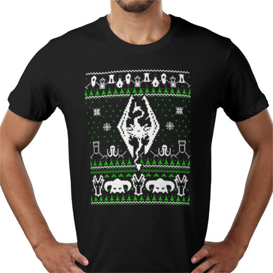 Skyrim Christmas T-Shirt | Ugly Jumper Style Gaming Graphic Tee