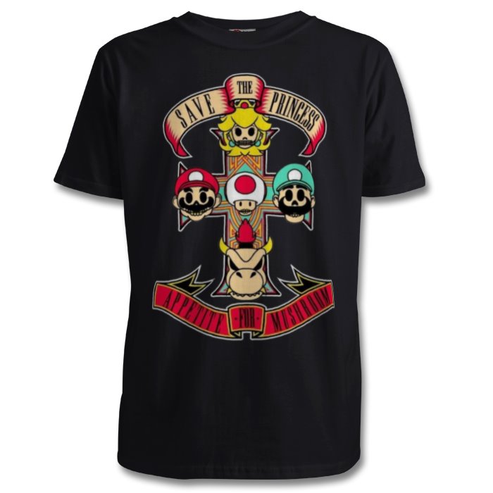 Super Mario Bro's & Guns And Roses - Appetite For Mushrooms T-shirt