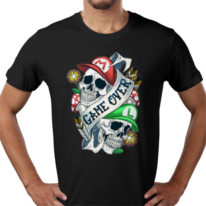 Super Mario Bro's - Game Over Tattoo Style T-shirt