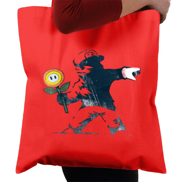 Super Mario Bro's & Banksy - Fire Flower Tote Bag