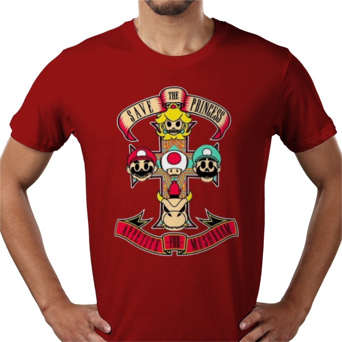 Super Mario Bro's & Guns And Roses - Appetite For Mushrooms T-shirt