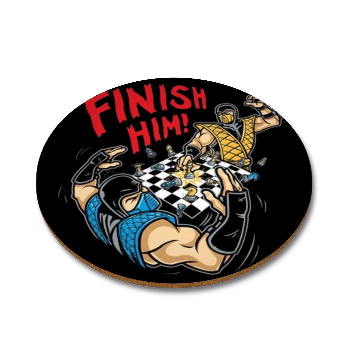 Mortal Kombat - Finish Him Chess Round Coasters