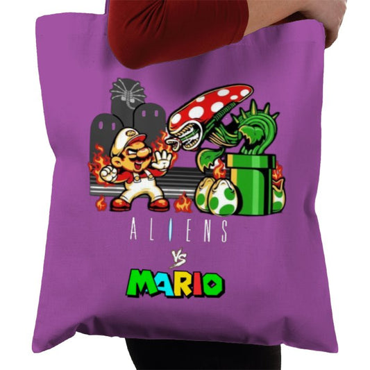 Super Mario Bro's x Aliens - Aliens Vs Mario Tote Bag