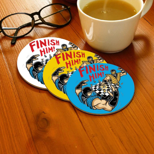 Mortal Kombat - Finish Him Chess Round Coasters
