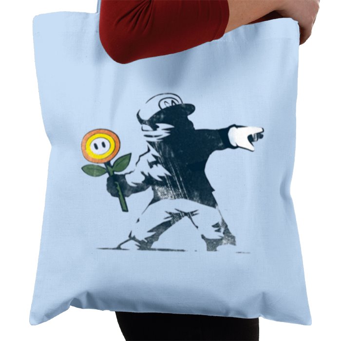 Super Mario Bro's & Banksy - Fire Flower Tote Bag