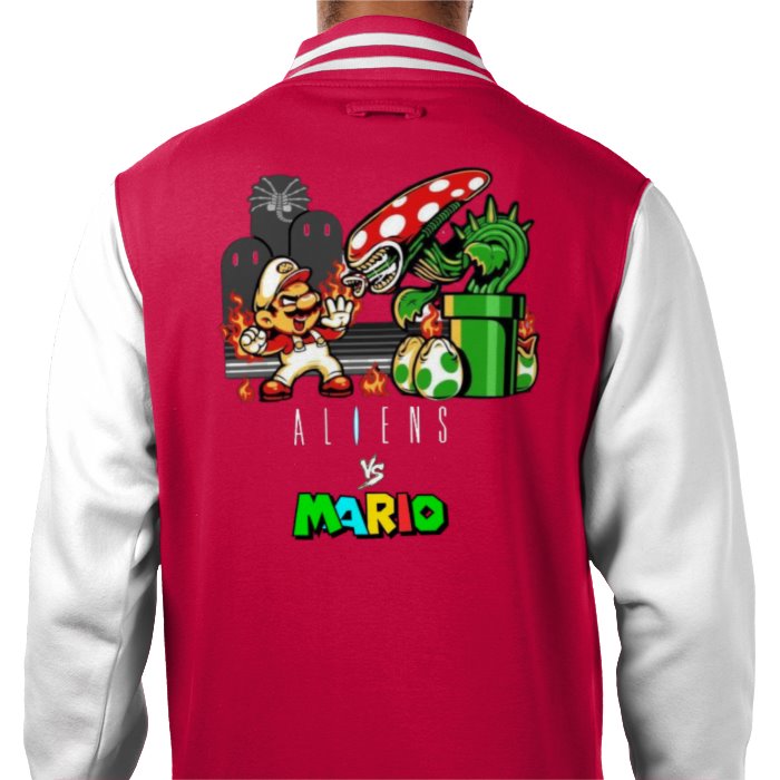 Super Mario x Aliens - Alien Vs Mario Varsity Jacket