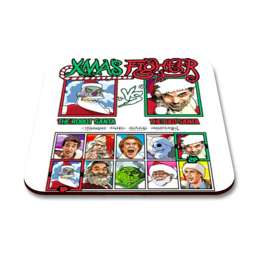 Robot Santa Vs Bad Santa Square Coaster