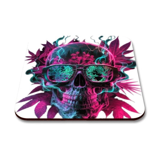 Skull Leaf Square Coaster