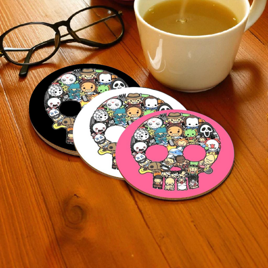 Skull Montage Round Coasters
