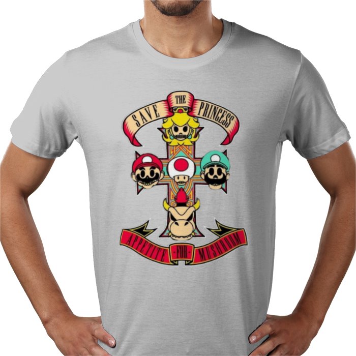 Super Mario Bro's & Guns And Roses - Appetite For Mushrooms T-shirt