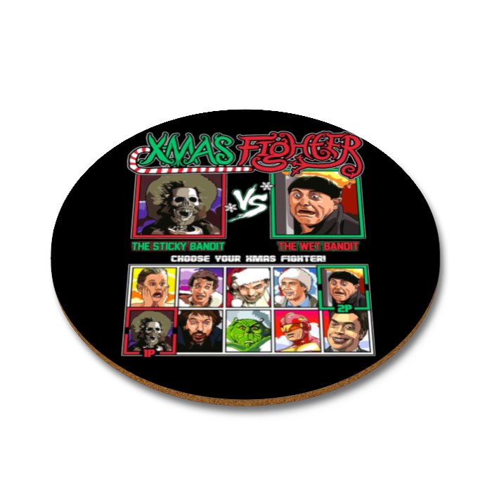 Sticky Bandit Vs Wet Bandit Round Coasters