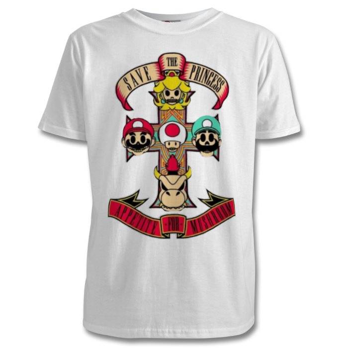 Super Mario Bro's & Guns And Roses - Appetite For Mushrooms T-shirt